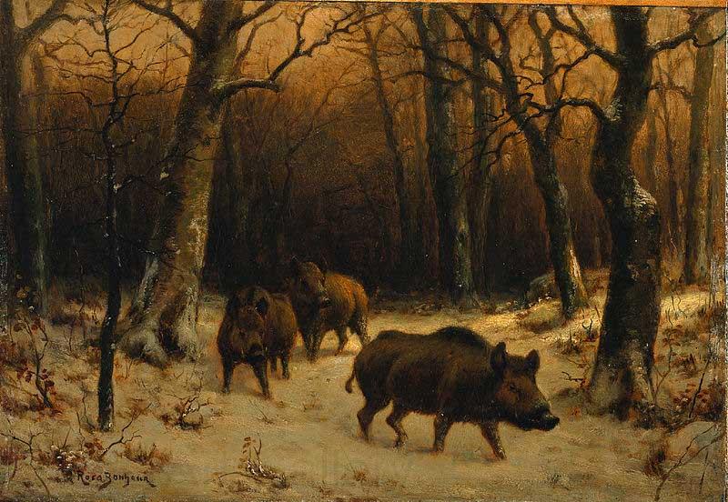 Rosa Bonheur Wild Boars in the Snow Germany oil painting art